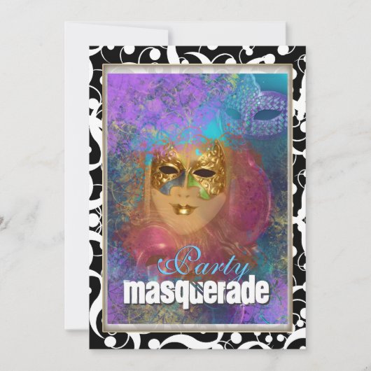 verjaardagscarnaval van het roze goud "masquerade  kaart (Voorkant)