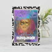 verjaardagscarnaval van het roze goud "masquerade  kaart (Staand voorkant)