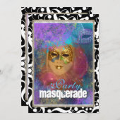 verjaardagscarnaval van het roze goud "masquerade  kaart (Voorkant / Achterkant)