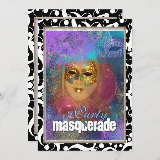 verjaardagscarnaval van het roze goud "masquerade kaart (Voorkant / Achterkant)