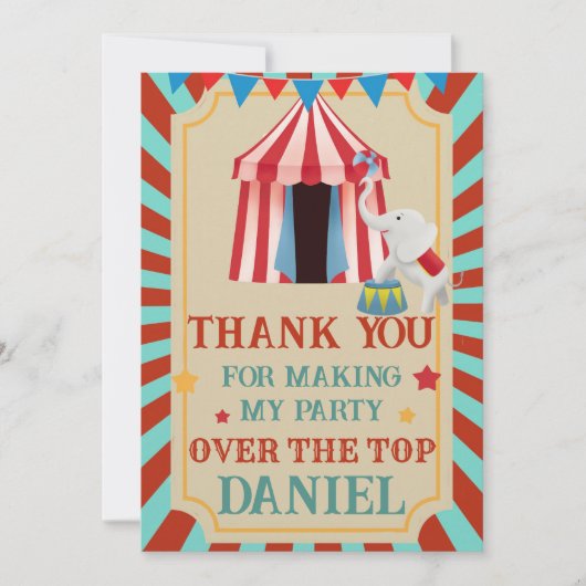 Verjaardagscircus Over de Top Bedankkaart (Voorkant)