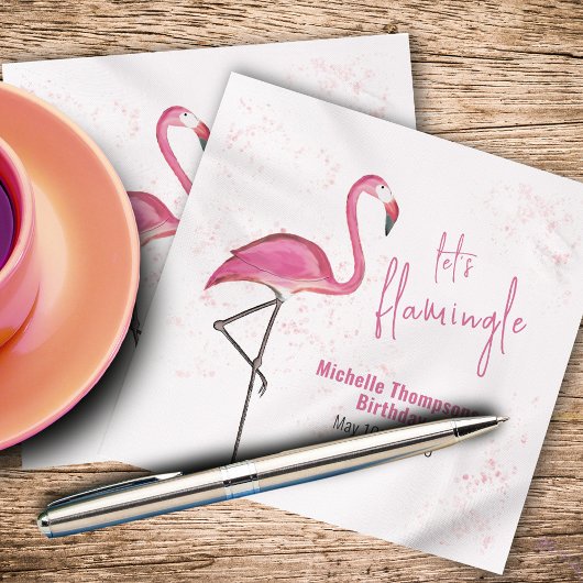Verjaardagscocktail minimalistisch roze flamingo servet