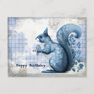 Verjaardagscollage van blauwe eekhoorn briefkaart