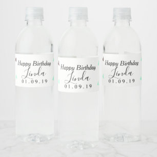 Verjaardagsconfetti Roze Mix Vormen Waterfles Etiket