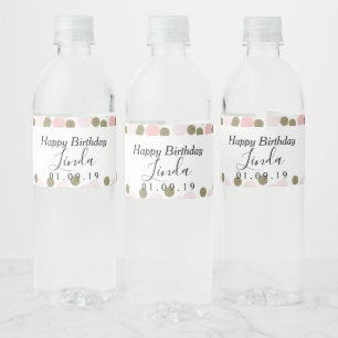 Verjaardagsconfetti Roze Nep Gouden Folie Stippen Waterfles Etiket