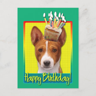 Verjaardagscupcake - Basenji Briefkaart