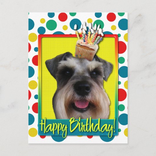 Verjaardagscupcake - Schnauzer Briefkaart (Voorkant)
