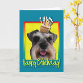 Verjaardagscupcake - Schnauzer Kaart (Gele Bloem)