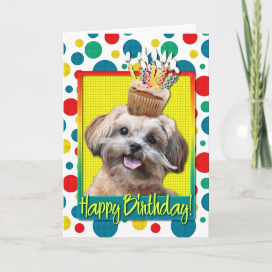 Verjaardagscupcake - ShihPoo - Maggie Kaart (Voorkant)