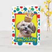Verjaardagscupcake - ShihPoo - Maggie Kaart (Gele Bloem)