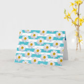 verjaardagsdagsdagsdagsdags op aqua stripe kaart (Gele Bloem)