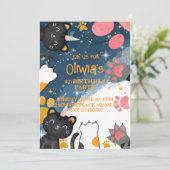 verjaardagsdagsuitnodiging voor Magic Caticorn Kaart (Staand voorkant)