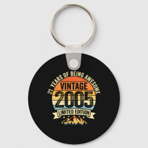 Verjaardagsdecoratie voor mannen 21 jaar oud retro sleutelhanger