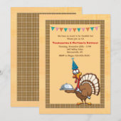 Verjaardagsdiner kalkoen uitnodiging met Thanksgiv (Voorkant / Achterkant)