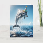 Verjaardagsdolfijn springt uit het water kaart (Voorkant)