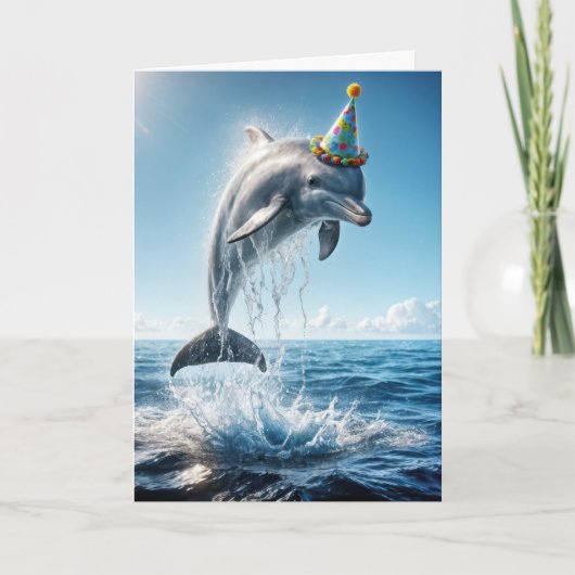 Verjaardagsdolfijn springt uit het water kaart (Voorkant)