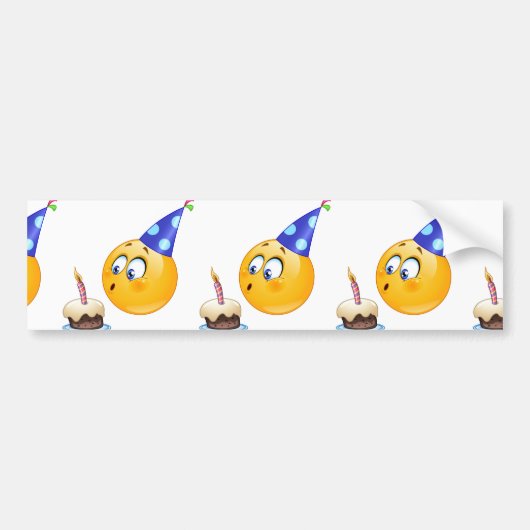 verjaardagsemoji bumpersticker (Voorkant)