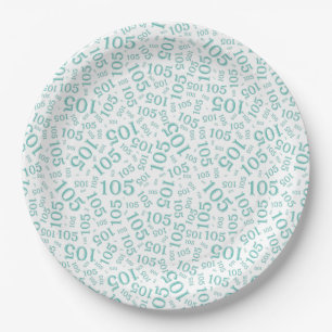 Verjaardagsfeest 105e Blauwgroen/White Random Patt Papieren Bordje