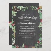 Verjaardagsfeest 40e 50e Rustieke ChalK Berry Uitn Kaart (Voorkant / Achterkant)