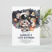 Verjaardagsfeest Astronaut Raket Trip 10 Jaar Kaart (Staand voorkant)