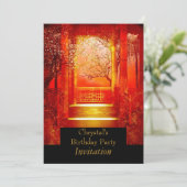 Verjaardagsfeest Aziatische Scene Rood goud Kaart (Staand voorkant)