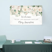 Verjaardagsfeest Banner 18e Witte Roos Bloemen (Beurs)