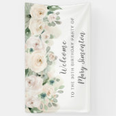 Verjaardagsfeest Banner 30th White Rose Bloemen (Verticaal)