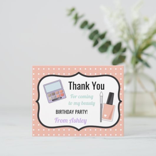 Verjaardagsfeest Bedankt Nodig Kaart Beauty Nails (Staand voorkant)