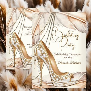 Verjaardagsfeest Beige Crème Gouden Hak Stiletto S Kaart