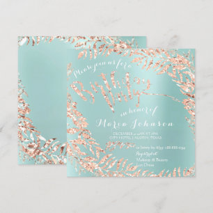 Verjaardagsfeest Bladeren Krans Tiffany Aqua Roze Kaart