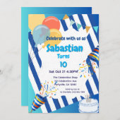 Verjaardagsfeest Blauw Kaart (Voorkant / Achterkant)