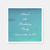 Verjaardagsfeest Blauwgroen Blauw Water Naam Datum Servet (Voorkant)