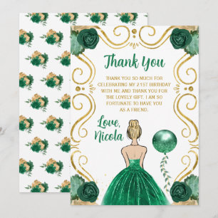 Verjaardagsfeest Blonde Prinses Groen Bedankkaart