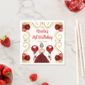 Verjaardagsfeest Blonde prinses in het rood Servet (Insitu)