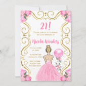 Verjaardagsfeest Blonde Prinses in Roze Kaart (Voorkant)