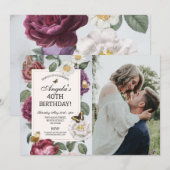 Verjaardagsfeest Bloom Vlinder Bloem Foto Kaart (Voorkant / Achterkant)