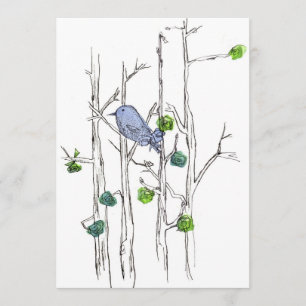 Verjaardagsfeest Bluebird Tree Natuur Art Kaart