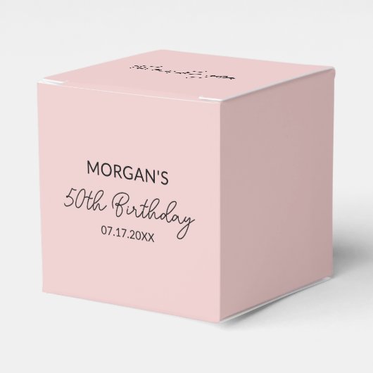 Verjaardagsfeest Blush Pink Bedankt Naam Bedankdoosjes (Voorkant Zijde)