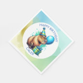 Verjaardagsfeest Capybara Theme Boy gepersonalisee Servet (Hoek)