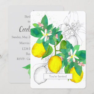 Verjaardagsfeest Citrus Citrus Waterverf Fruit Kaart