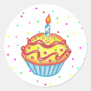 Verjaardagsfeest Cupcake Stickers