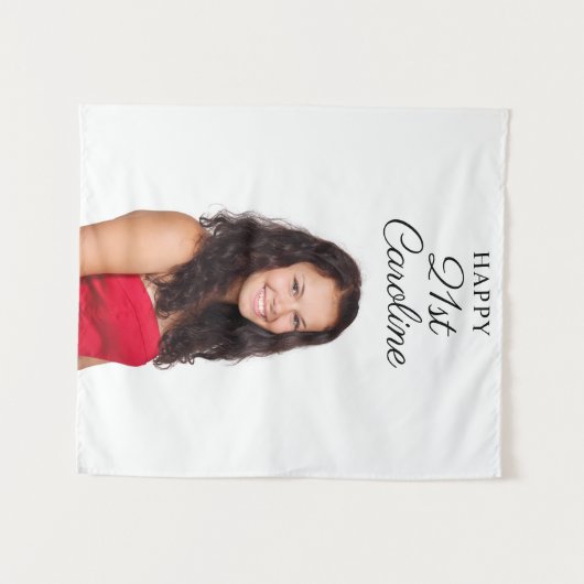 Verjaardagsfeest Custom Photo Modern Girl Wandkleed (Voorkant (horizontaal))