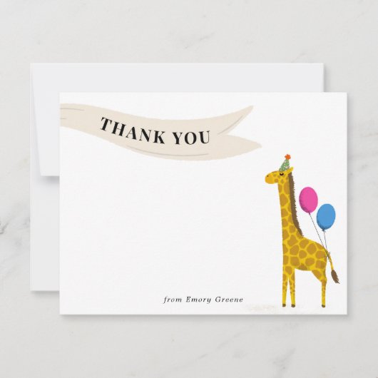 Verjaardagsfeest Dier Giraffe Bedankt Briefje (Voorkant)