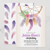 Verjaardagsfeest Dreamcatcher Paarse Bloemen Uitno Kaart (Voorkant / Achterkant)