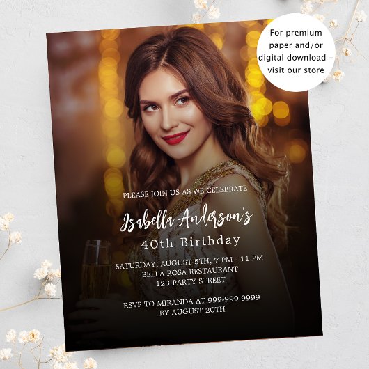 Verjaardagsfeest foto budget uitnodiging flyer