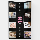Verjaardagsfeest foto collage meisje zwart spandoek (Verticaal)