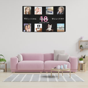 Verjaardagsfeest foto collage meisje zwart spandoek