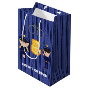 Verjaardagsfeest gast bedankt met politie thema medium cadeauzakje