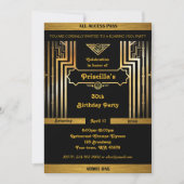 Verjaardagsfeest, Gatsby stijl, Art Deco, goud zwa Kaart (Voorkant)