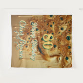 Verjaardagsfeest Goud Druppelend | Glitter Pauw Wandkleed (Voorkant (horizontaal))